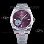 JF Factory Rolex Oyster Perpetual 39MM Swiss 3132 Watches - 316 Steel Case Red Grape Dial 